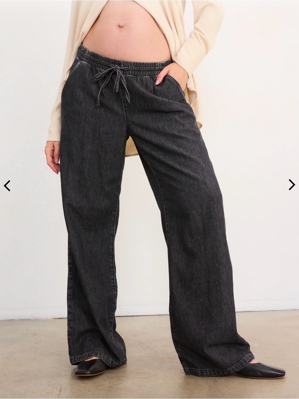 NWT HATCH maternity Drapey Wide leg pant Washed Black size 3
